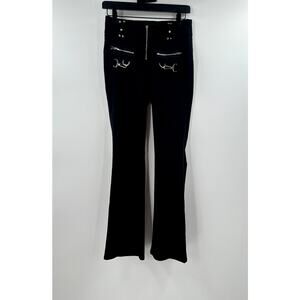 OUTCAST Black Grunge Flare Lower Rise Pant Size XS Extra Small